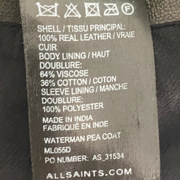 All Saints | Brown Leather Waterman Peacoat - Picture 8 of 8